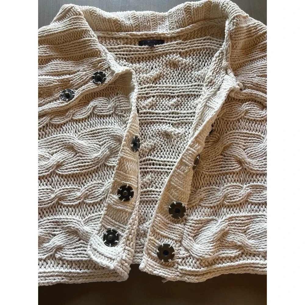 Chunky Cable Knit‎ Sweater Cardigan Hygge Short Sleeve Cream Cozy Cottagecore